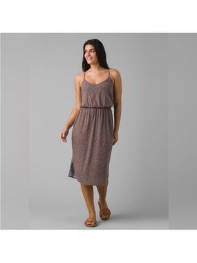 Prana Ayla Dress brown and light blue spotted size XS EUC